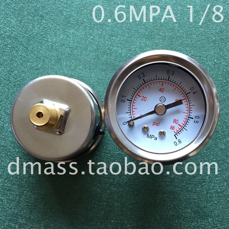 0.6MPA/PSI压力表盘直径40气压表后面安装螺纹1/8空气压力表