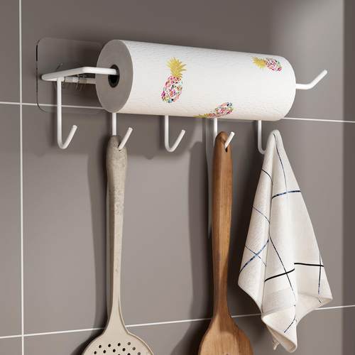 厨房纸巾架壁挂免打孔保鲜膜用纸挂架卷筒卫生纸置物架冰箱边侧挂