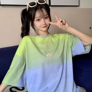 超火上衣 美式 高街短袖 t恤女夏季 宽松温柔风复古港味chic韩风半袖