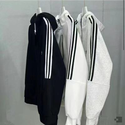 三条杠卫衣美式外套新款连帽宽松韩系慵懒上衣休闲拉链男女同款
