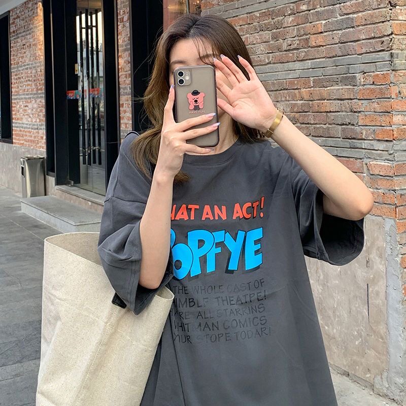 深灰色t恤女2026年新款宽松中长款欧货大版oversize纯棉短袖上衣