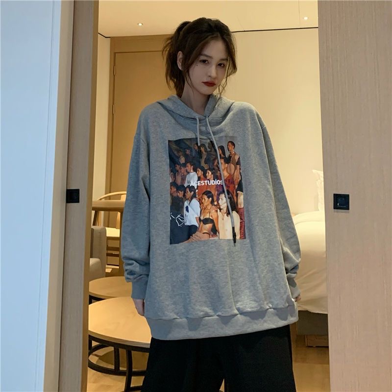 韩版宽松卫衣女加绒冬季潮ins连帽学院风学生百搭慵懒原宿风新款