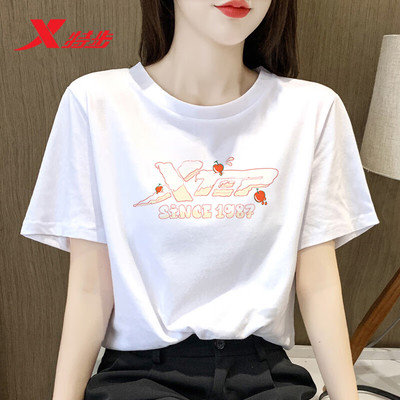 特步短袖女t恤运动上衣女