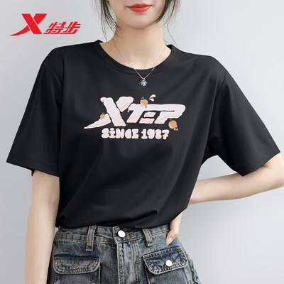 特步短袖女t恤运动上衣女