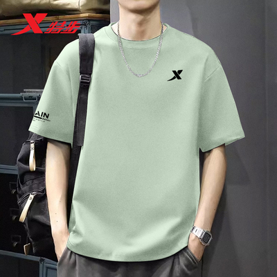 特步短袖男t恤运动上衣男