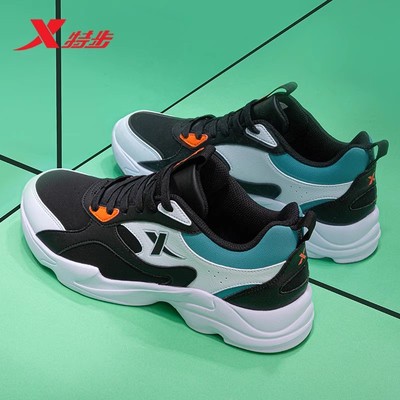 特步官方正品旗舰店新款皮面跑鞋