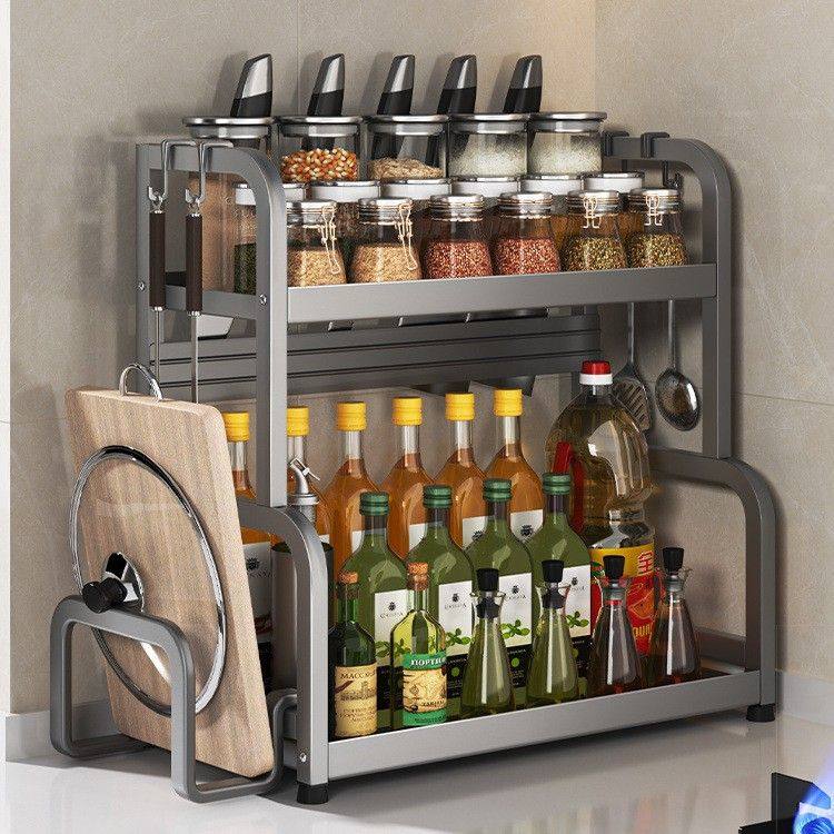 枪灰厨房调味品置物架台面筷子刀架多功能调料品不锈钢多层收纳架,厨房/烹饪用具,抹布架/厨房清洁收纳架,淘宝优惠券,粉丝福利购,淘宝优惠卷