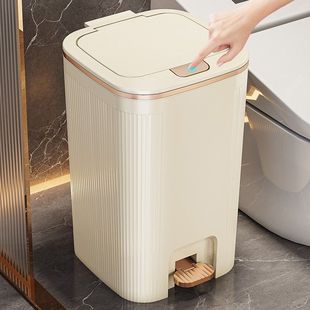 双开盖垃圾桶防水浴室客厅家用垃圾桶简约风大容量按压脚踏带盖