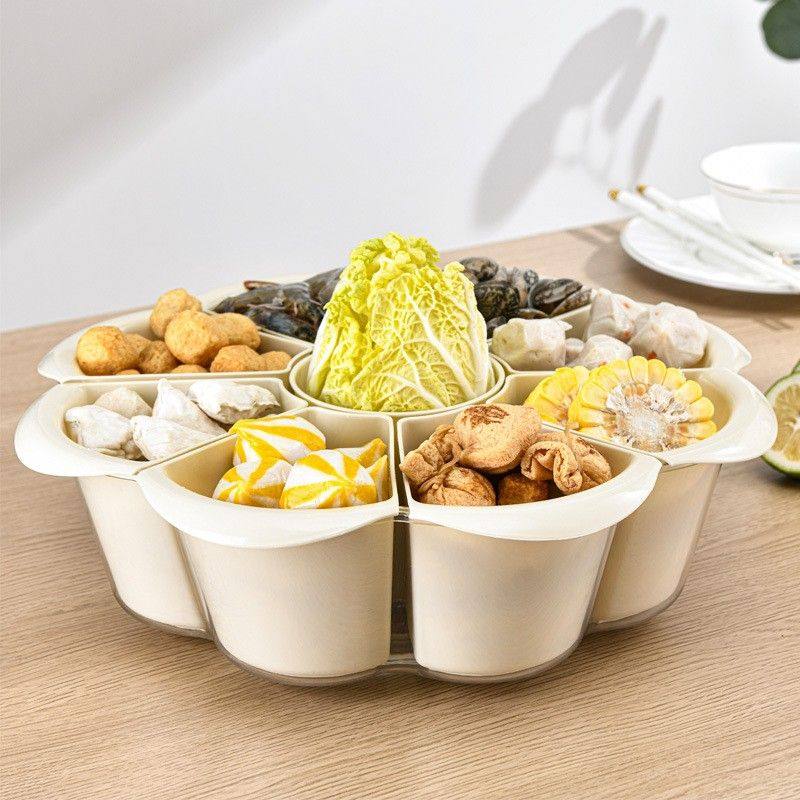 新款火锅拼盘沥水篮多分格家用可旋转塑料水果盘洗菜篮蔬菜配菜盘,厨房/烹饪用具,配菜/备菜盘,淘宝优惠券,粉丝福利购,淘宝优惠卷