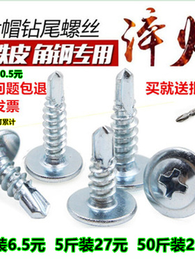 包邮镀锌大扁头钻尾螺丝自攻螺丝燕尾钉彩钢瓦铁皮自攻功M4.2 4.8