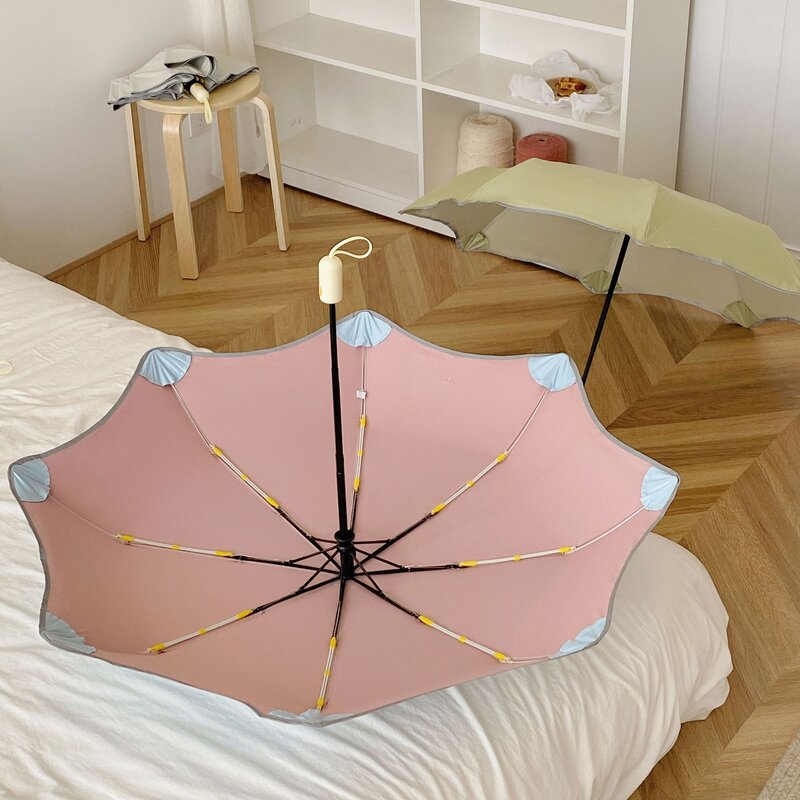 全自动回弹彩胶遮阳伞 防晒防紫外线晴雨两用折叠太阳伞