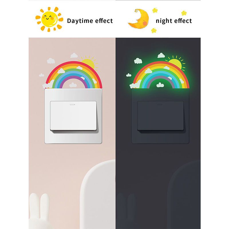 夜光彩虹开关贴简约新款卧室客厅玄关美化墙贴纸跨境