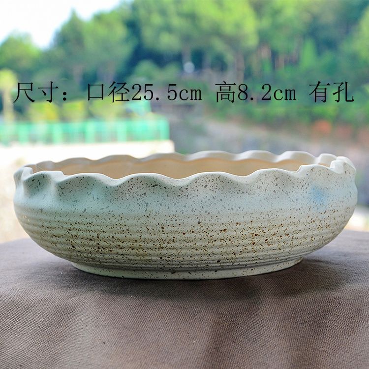 简约粗陶大口径创意家用多肉绿植拼盘特大号透气陶瓷种植花盆