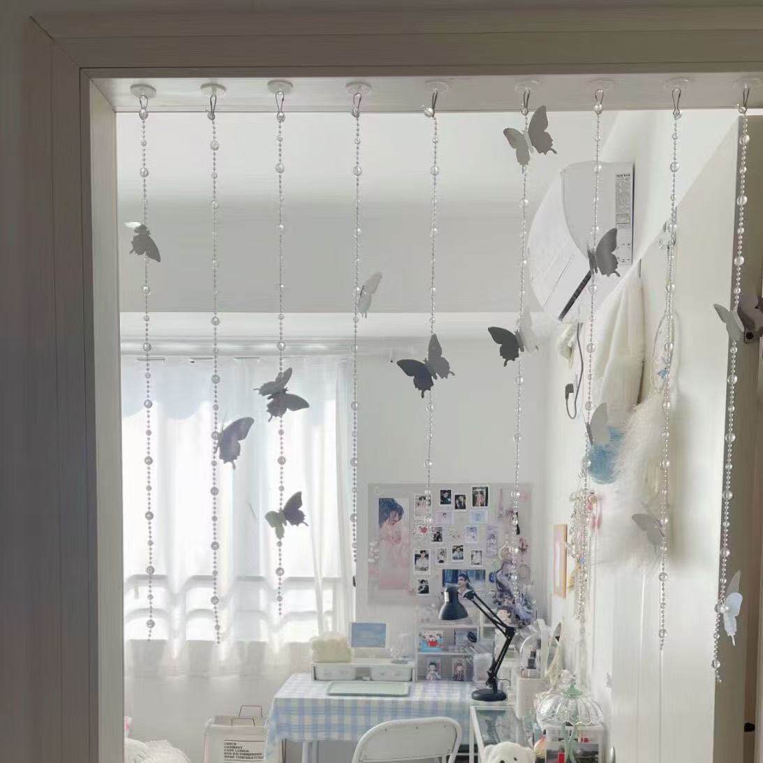 ins 少女心 PVC 蝴蝶 DIY 门帘材料包小红书卧室背景房间装饰门帘