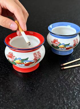带盖防飞灰网红复古烟灰缸家用创意个性高颜值稀奇装饰摆件