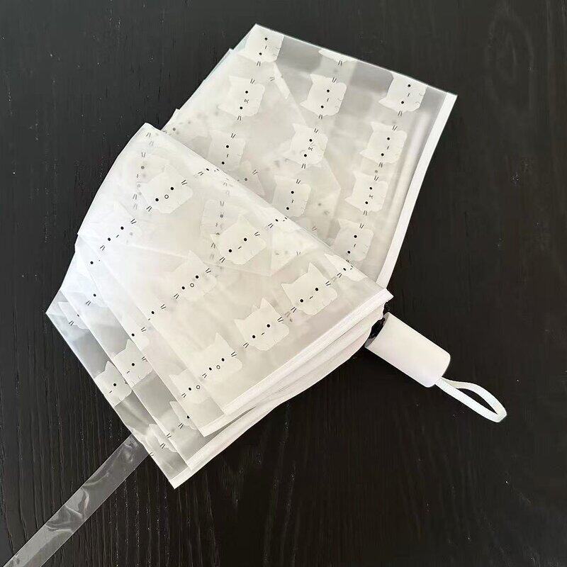 卡通清新透明全自动折叠猫咪雨伞学生儿童便携晴雨两用遮阳伞