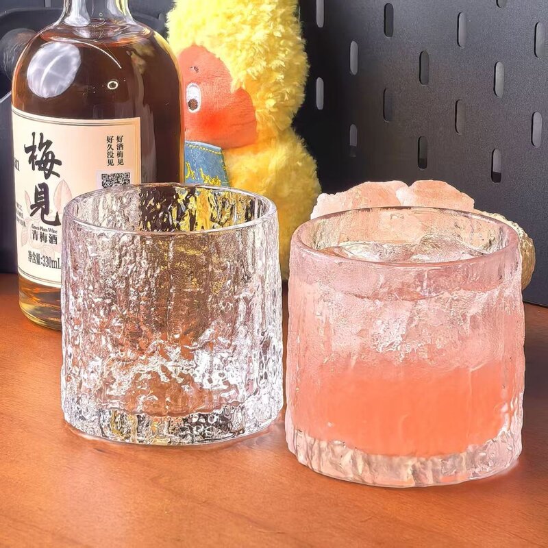 ins石纹雾面冰川玻璃杯酒吧威士忌冰球杯家用果汁饮料高级感喝水