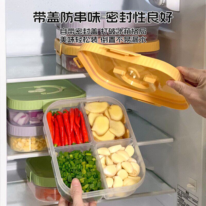 厨房一周备菜分装盒食品级冻肉盒厨房姜葱蒜配菜盒冷冻分格保鲜盒