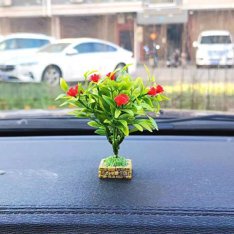 车载小树摆件创意中控台微景观发财树转运仿真绿植汽车装饰