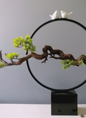 厂家直销工艺品迎客松t系列酒店会所别墅玄关新中式铁艺摆件