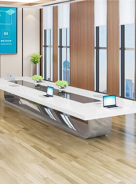 白色烤漆会议 长桌810人简约x现代条大型油漆椅会HC-160议桌组合