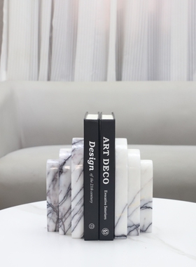 北欧创意拼接大理石m书挡书立架摆件客厅玄关酒柜书房酒店家居装