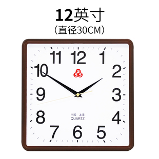 ?上海牌石英钟555钟表挂钟客厅现代简约大气方形静音家用时