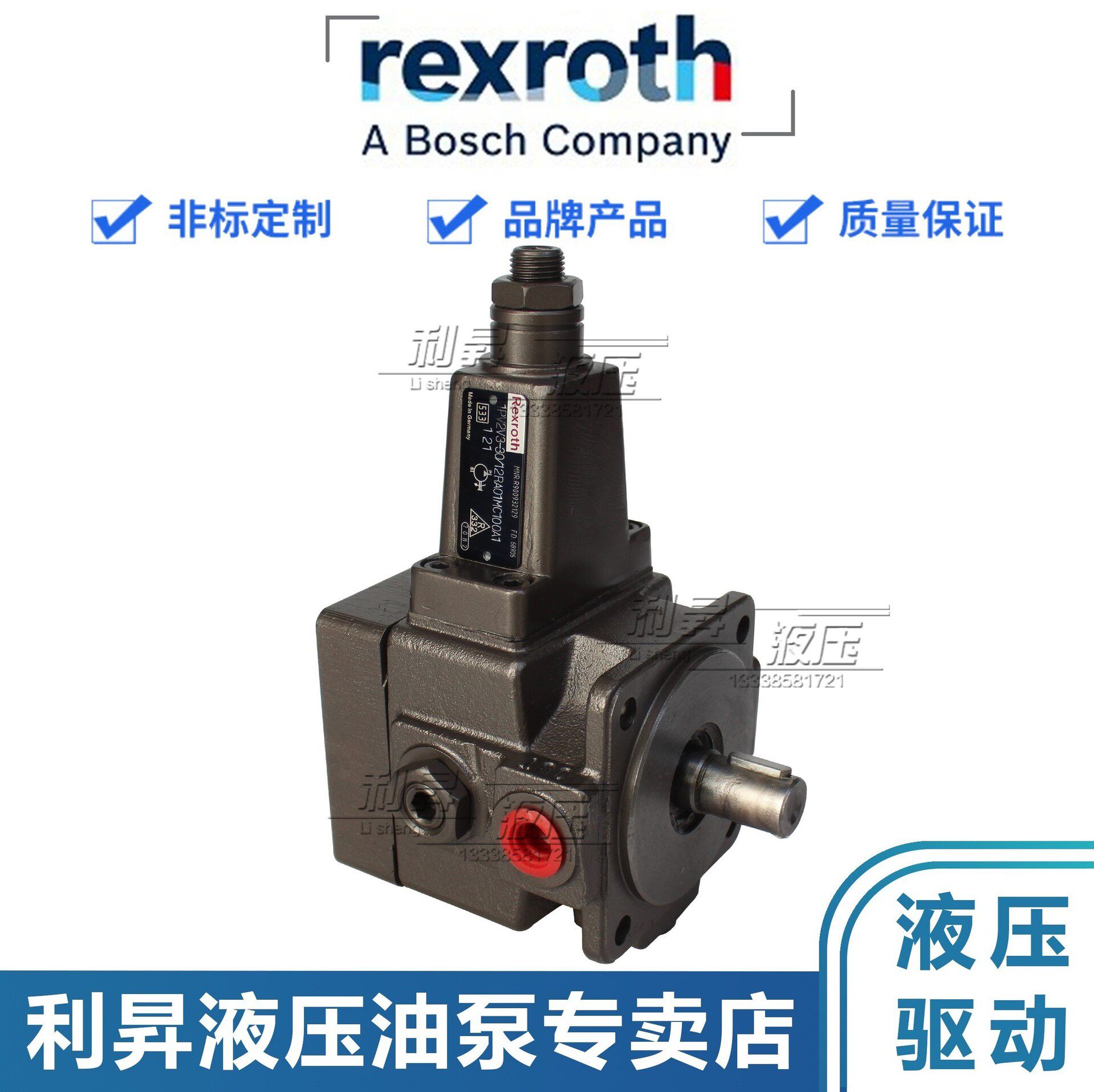 进口Rexroth力士/乐直动式叶片泵1PV2V3-30/12RA01MC100A1液压泵