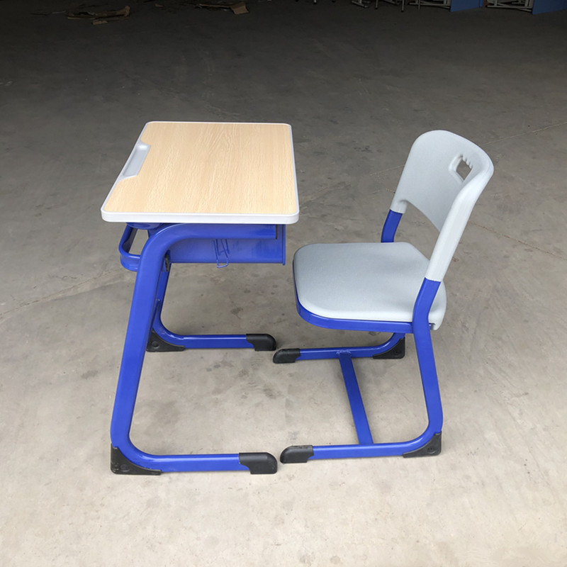抽芯弯C型固定宝蓝色学生课桌椅儿童学习中小学课桌升降书桌