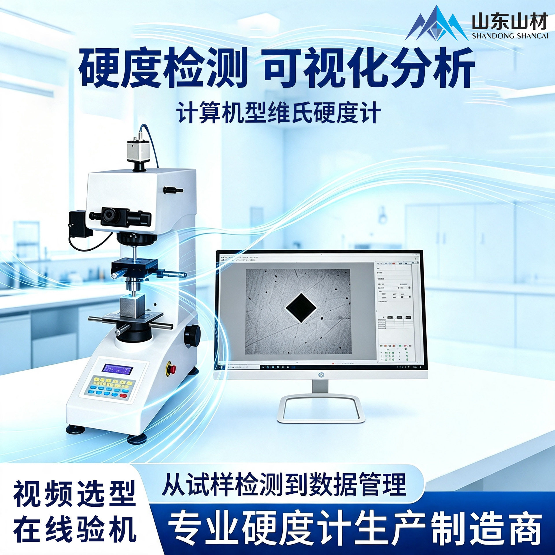 电脑型数显显微自动测量硬化层碳化层深度曲线测量维氏硬度仪