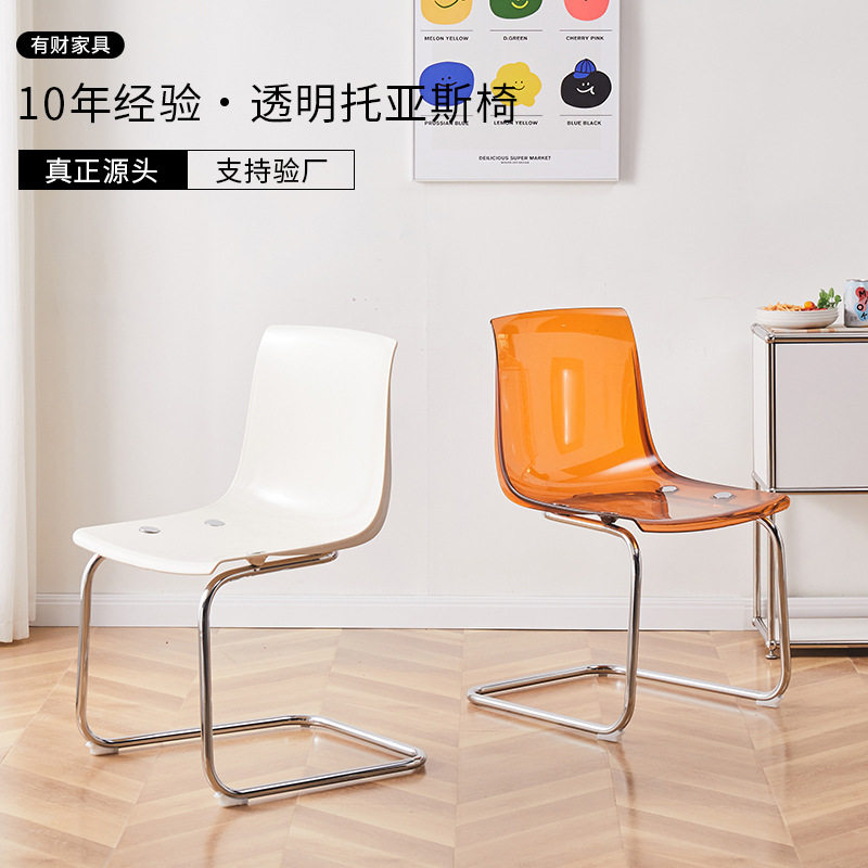 网红ins透明餐椅设计师创意简约椅子家用托亚斯中古亚克力靠背椅