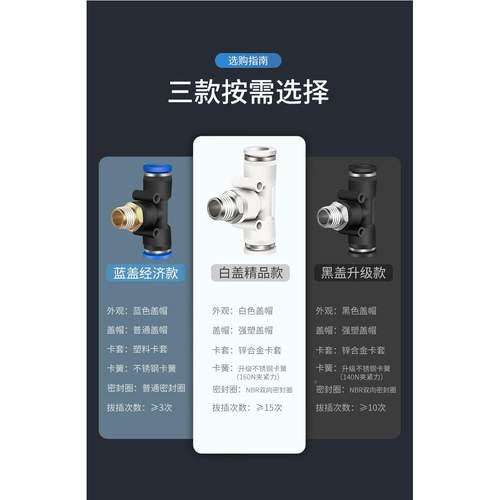 气动快速插接头PB4-M5/T型三通正螺纹6-01/PD8-02侧三通PB16-03