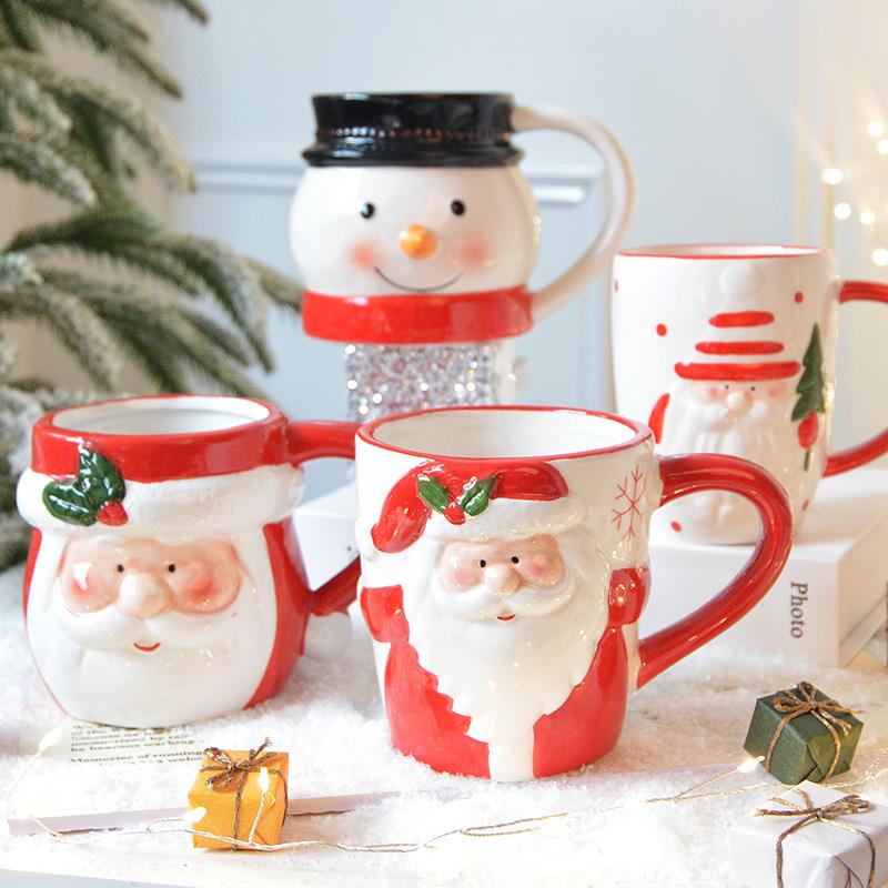 Swanlace 圣诞老人造型马克杯雪人异型杯圣诞节装饰礼品喝水杯子