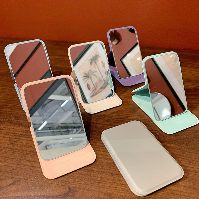 多色Swanlace简约皮革折叠桌面梳妆镜子台式补妆镜迷你随身化妆镜