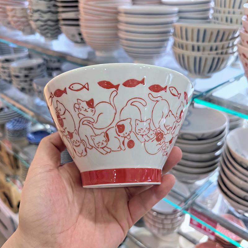 出口日本大创日式陶瓷可爱猫咪饭碗情侣碗调料碟子小钵汤碗小碗