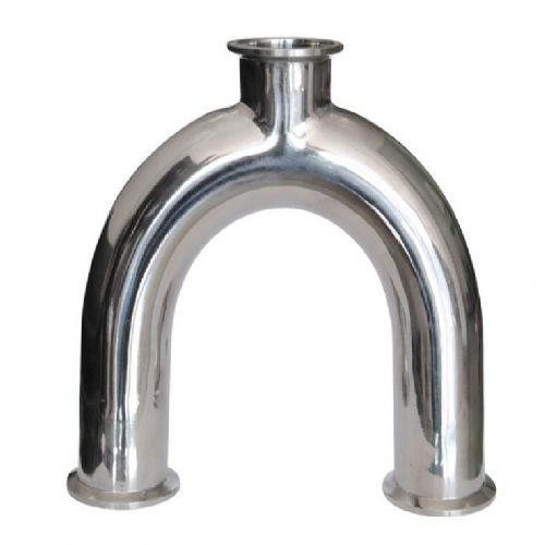 304L不锈钢快装U型三通卫生级焊接卡箍U形卡盘接头180度弯镜亮面