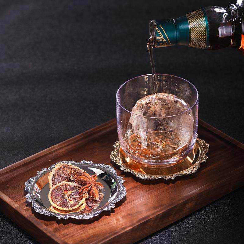 酒吧传奇 欧式复古锌合金镀银调酒古典鸡尾酒杯垫Vintage Coaster