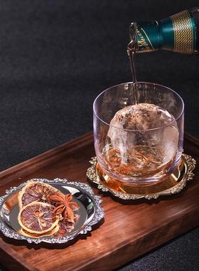 酒吧传奇 欧式复古锌合金镀银调酒古典鸡尾酒杯垫Vintage Coaster