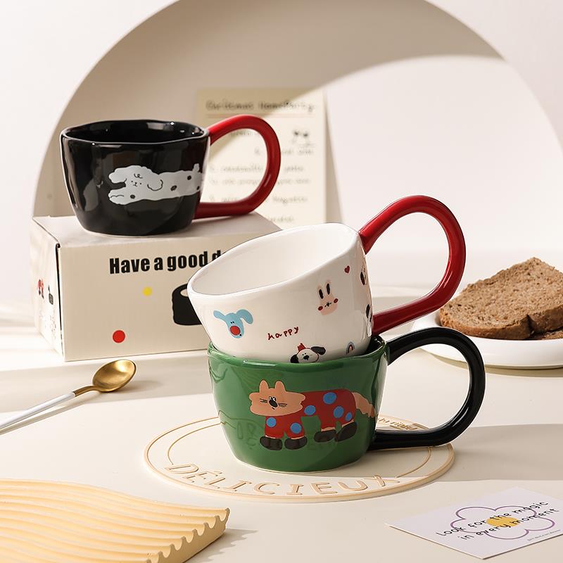 陶瓷马克杯情侣杯好看的咖啡杯女大口径早餐杯高颜值耐高温水杯子