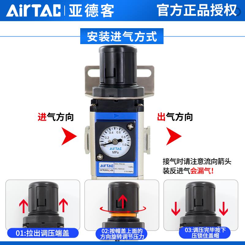 亚德客气源处理器空气调压过滤器GFR200C08 300-10 400-15金属杯