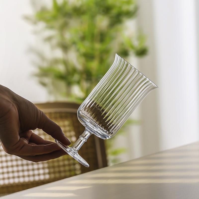 INF06 CRISON酒吧传奇调酒鸡尾酒杯条纹长饮水晶玻璃牛奶水杯家用