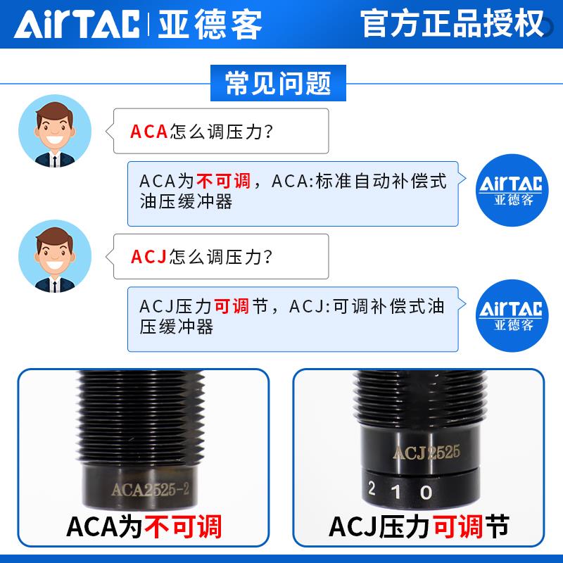 亚德客可调式油压缓冲器ACJ1007/1210/1412/2020/2525/2550/2725