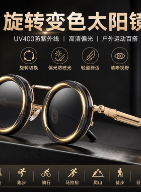 ND旋转可调节亮度减光偏光墨镜