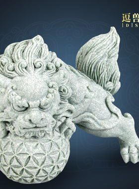 滚滚瑞兽家用摆件狴犴创意茶宠家居青国潮客厅绣球砂石动物办公室