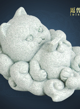 摆件装饰品小茶宠青茶艺猫咪萌趣茶道国风可养动物茶室砂石茶桌