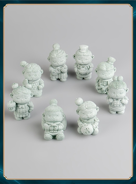 茶宠造景鱼缸桌面创意装饰家居卡通摆设摆件博古架兵马俑书柜招财