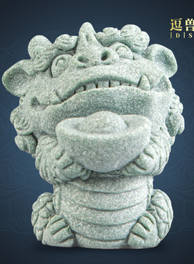 动物创意中式精品麒麟送宝茶桌面居家国潮办公室宠装饰摆件