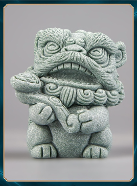 装饰茶宠青鱼缸可爱醒狮国潮萌花生创意礼物桌面风造景摆件砂石