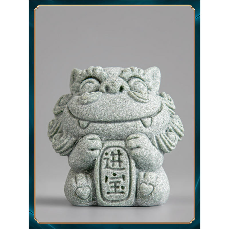 可养茶宠风狮爷砂石玩青摆件中式新精品茶装饰茶桌招财进宝