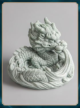 装饰家用熏香办公室聚财客厅砂石线香香炉青插室内水龙摆件